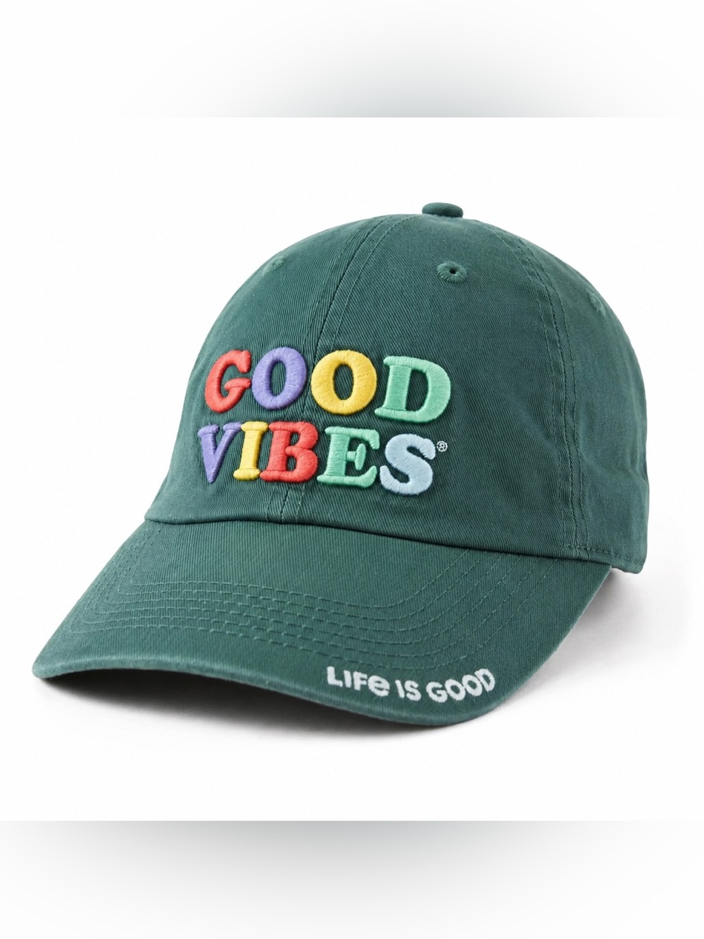 Life is Good  "Good Vibes" Forest Green Cap NWT